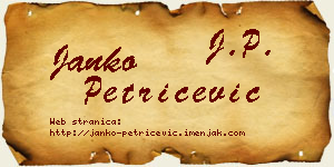 Janko Petričević vizit kartica